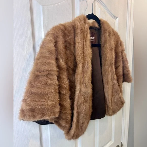 🍸”Buffums” Vintage Mink Fur Shrug/Cape Size L/XL - Picture 4 of 16